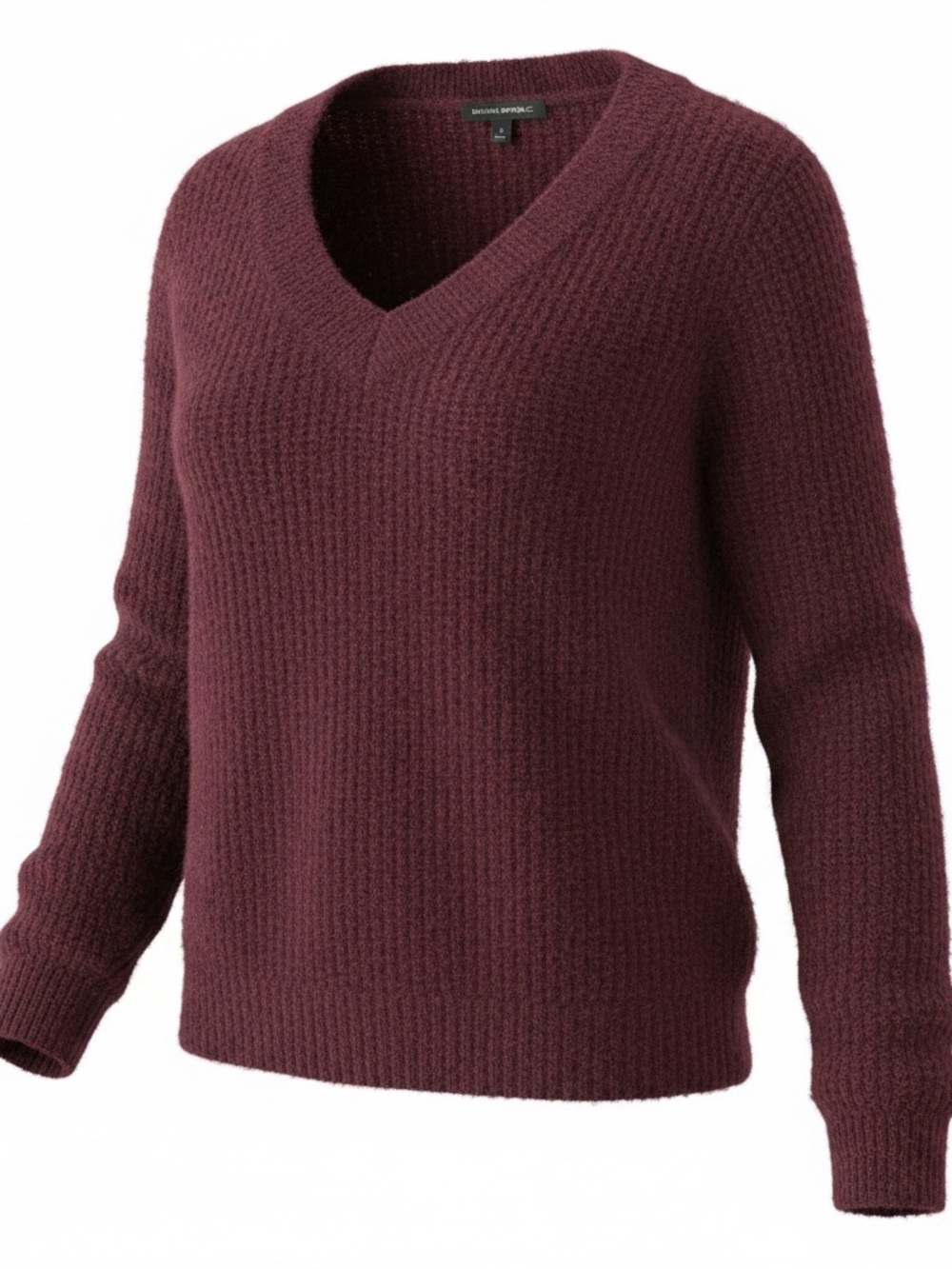 Banana Republic Women's Wool Blend Oversized V-Neck Ribbed Sweater - Wine Size S